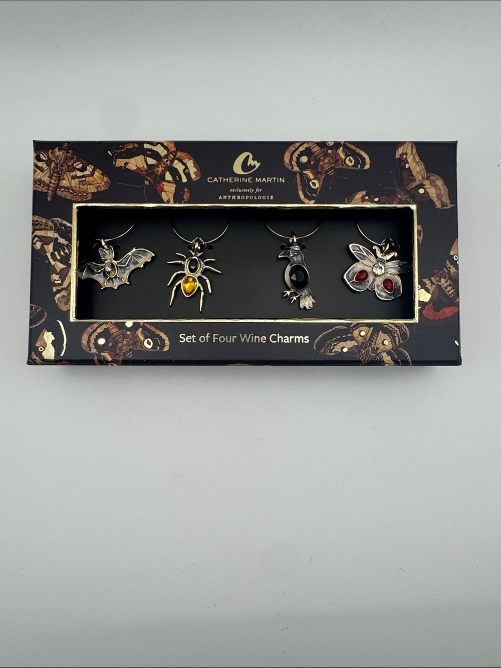 Anthropologie Catherine Martin Halloween Wine Charms Set of 4 NIB